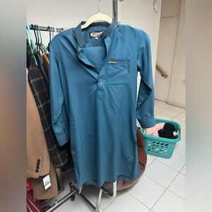 Blue Button-Up Shirt Dress